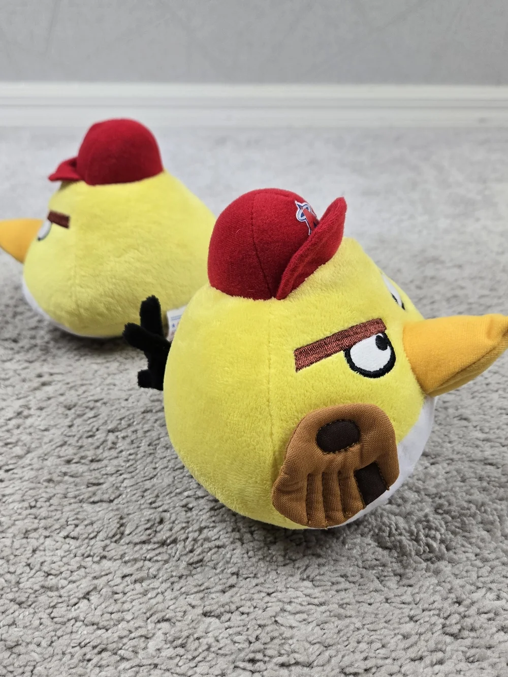 Angry Birds Plush Yellow Bird Baseball Los Angeles Angels MLB Official Lot Of 2